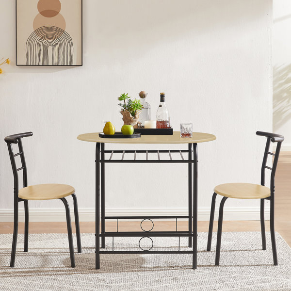 17 Stories Dining Table and Chairs Metal Set with 2 Chairs Kitchen